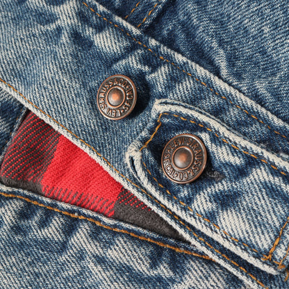 古着リメイク Levis 裏地チェックネル デニムジャケット
