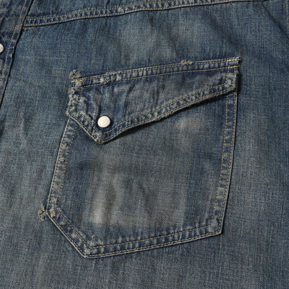 23AW ヴィンテージ リペア加工 オーバーサイズ デニムシャツ(DENIM SHIRT)