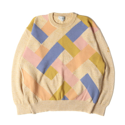 90s ウーブン柄 クルーネック ミックスニット(日本製)