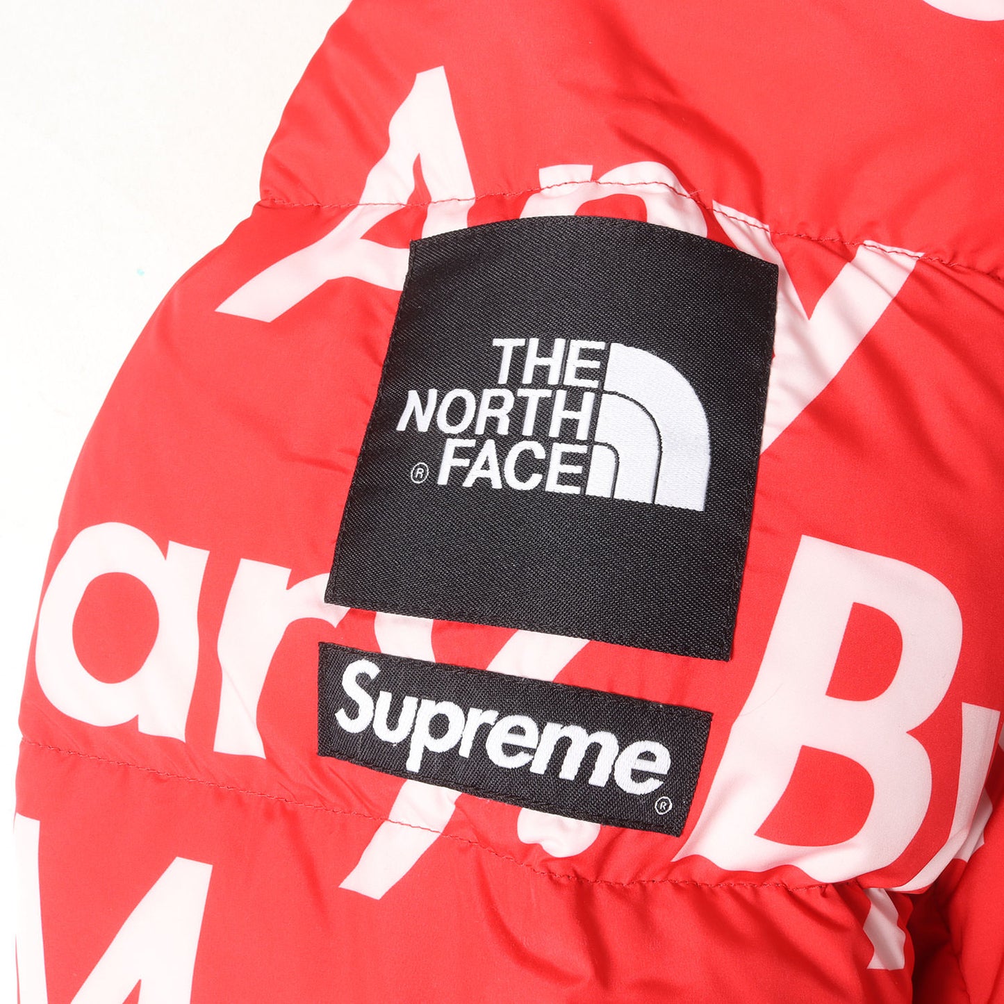 ×THE NORTH FACE メッセージロゴ ヌプシ ダウンジャケット(Nuptse Down Jacket)