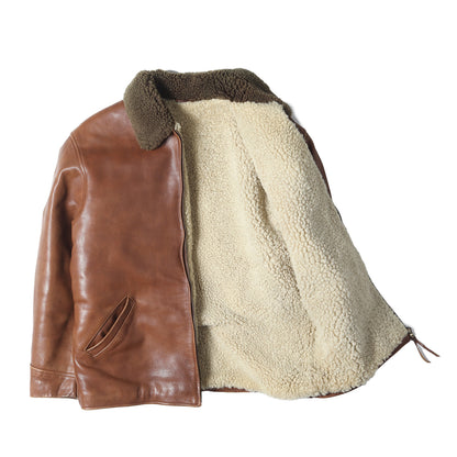 90s 裏ボア レザー ジップ ジャケット