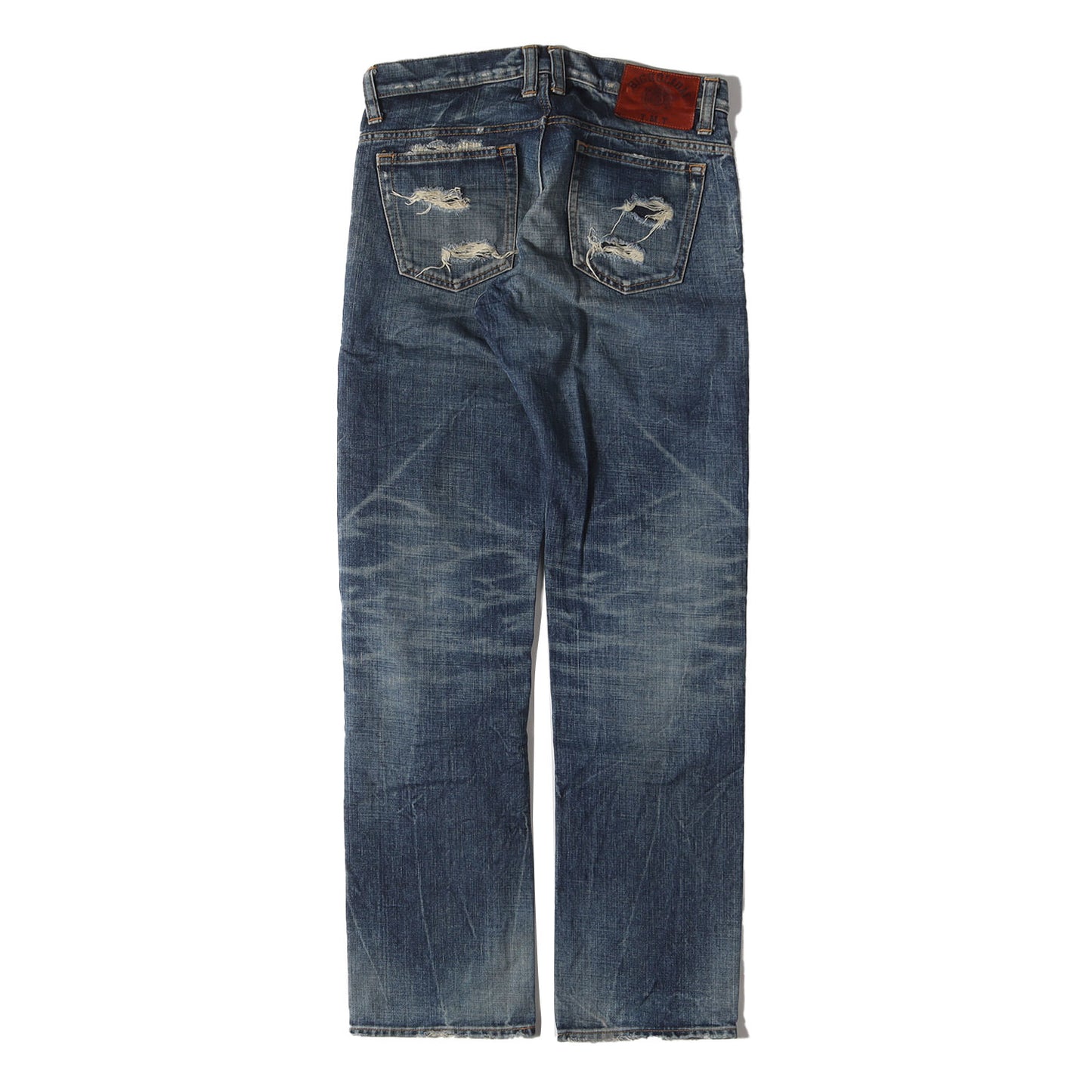 クラッシュリペア加工 スリム デニムパンツ