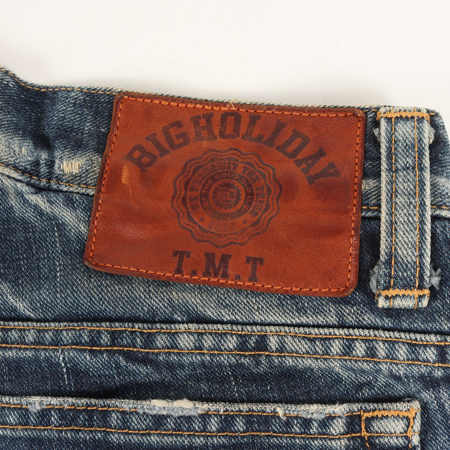 クラッシュリペア加工 スリム デニムパンツ