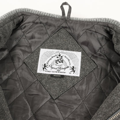 袖シープスキンレザー メルトン スタジャン