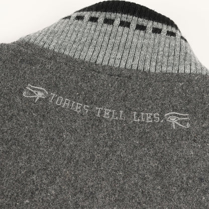 袖シープスキンレザー メルトン スタジャン