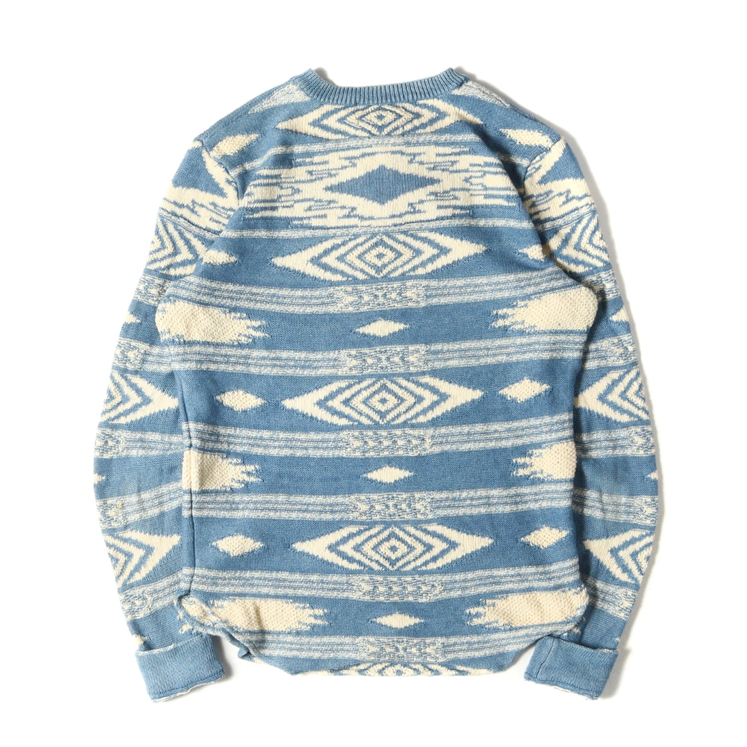 RRL (ダブルアールエル) ネイティブ柄 インターシャ ヘンリーネック インディゴ ニット(L/S HENLEYNECK INTARSIA KNIT  INDIGO YARN) – ブランド古着の通販・買取 | BEEGLE by Boo-Bee