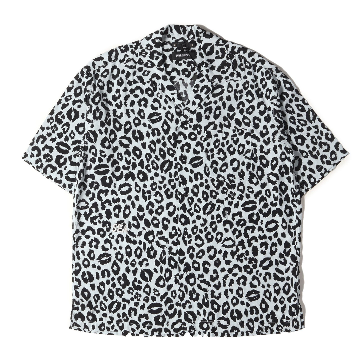 24SS ×WIND AND SEA レオパード柄 レーヨン オープンカラー 半袖シャツ(Lips Leopard Print Open Collar SH)