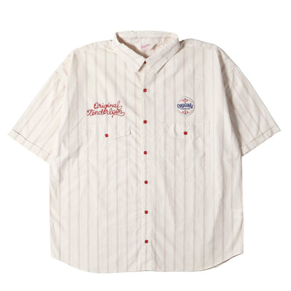 ワッペン付き ストライプ ワーク 半袖シャツ(STRIPE WORK SHT)