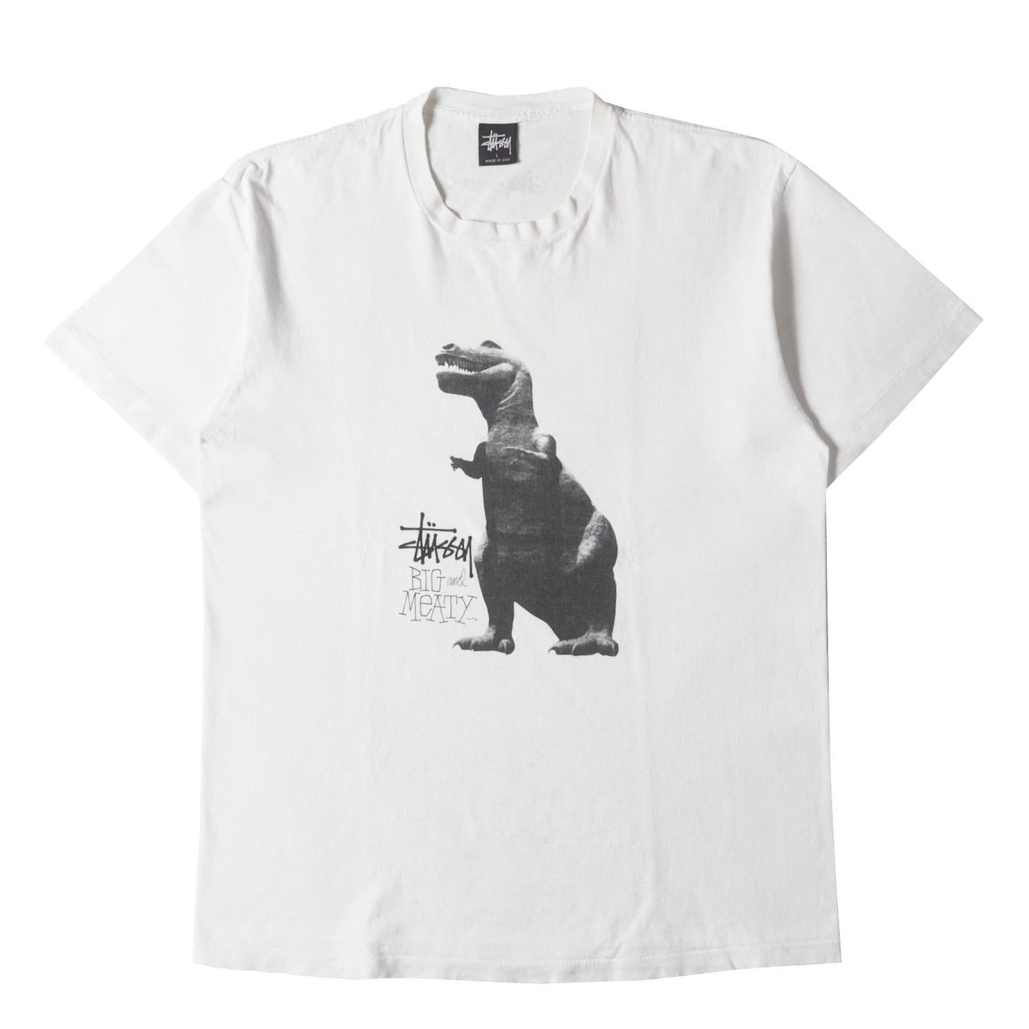90s OLD STUSSY 紺タグ T-REX / 恐竜 クルーネック Tシャツ(USA製)