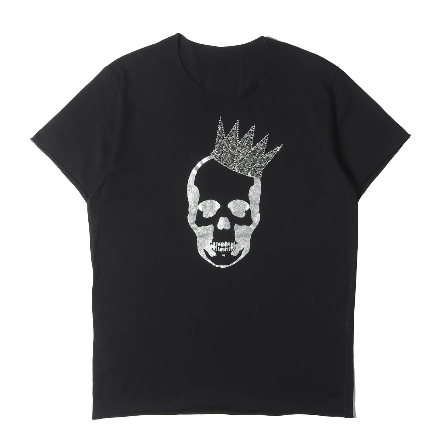 ラインストーン&ビーズ クラウンスカル 切りっぱなし Tシャツ
