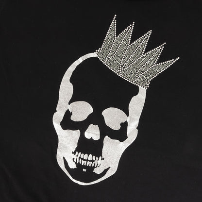 ラインストーン&ビーズ クラウンスカル 切りっぱなし Tシャツ