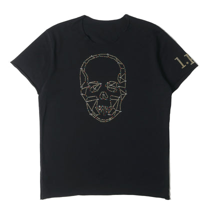 ラインストーン&ビーズ スカル 切りっぱなし Tシャツ