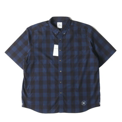 23SS ブロックチェック ビッグサイズ ボタンダウン 半袖シャツ(S/S BIG B.D SHIRT)