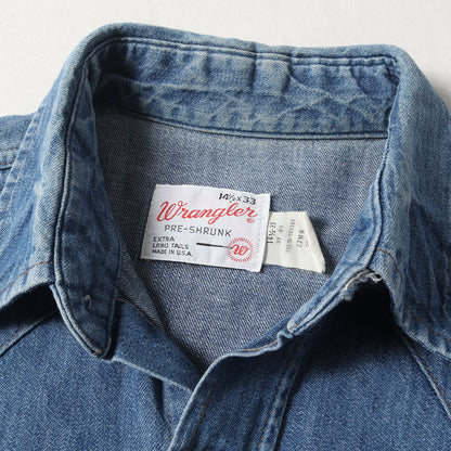 70s 27MW 白タグ デニム ウエスタンシャツ(USA製)