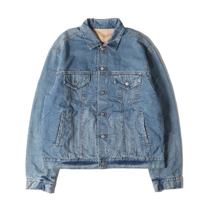 ヴィンテージ加工 裏地カモ柄 デニム ジャケット(DAMAGED DENIM BLOUSON)