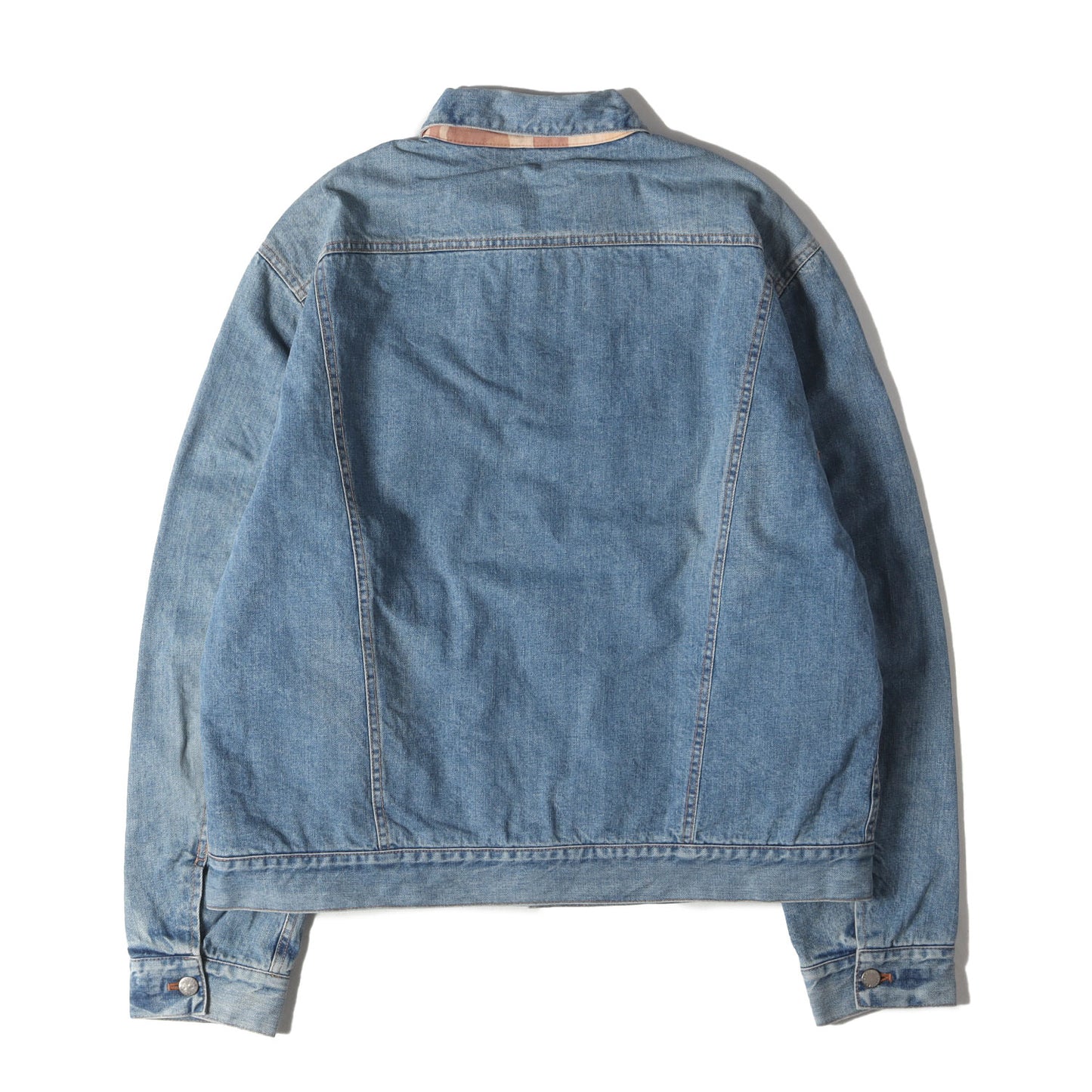 ヴィンテージ加工 裏地カモ柄 デニム ジャケット(DAMAGED DENIM BLOUSON)