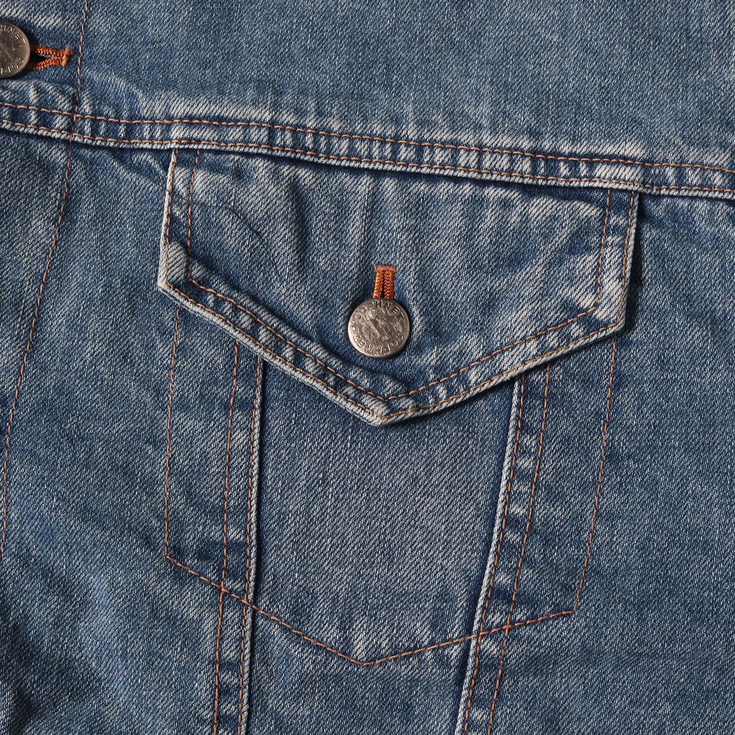 ヴィンテージ加工 裏地カモ柄 デニム ジャケット(DAMAGED DENIM BLOUSON)