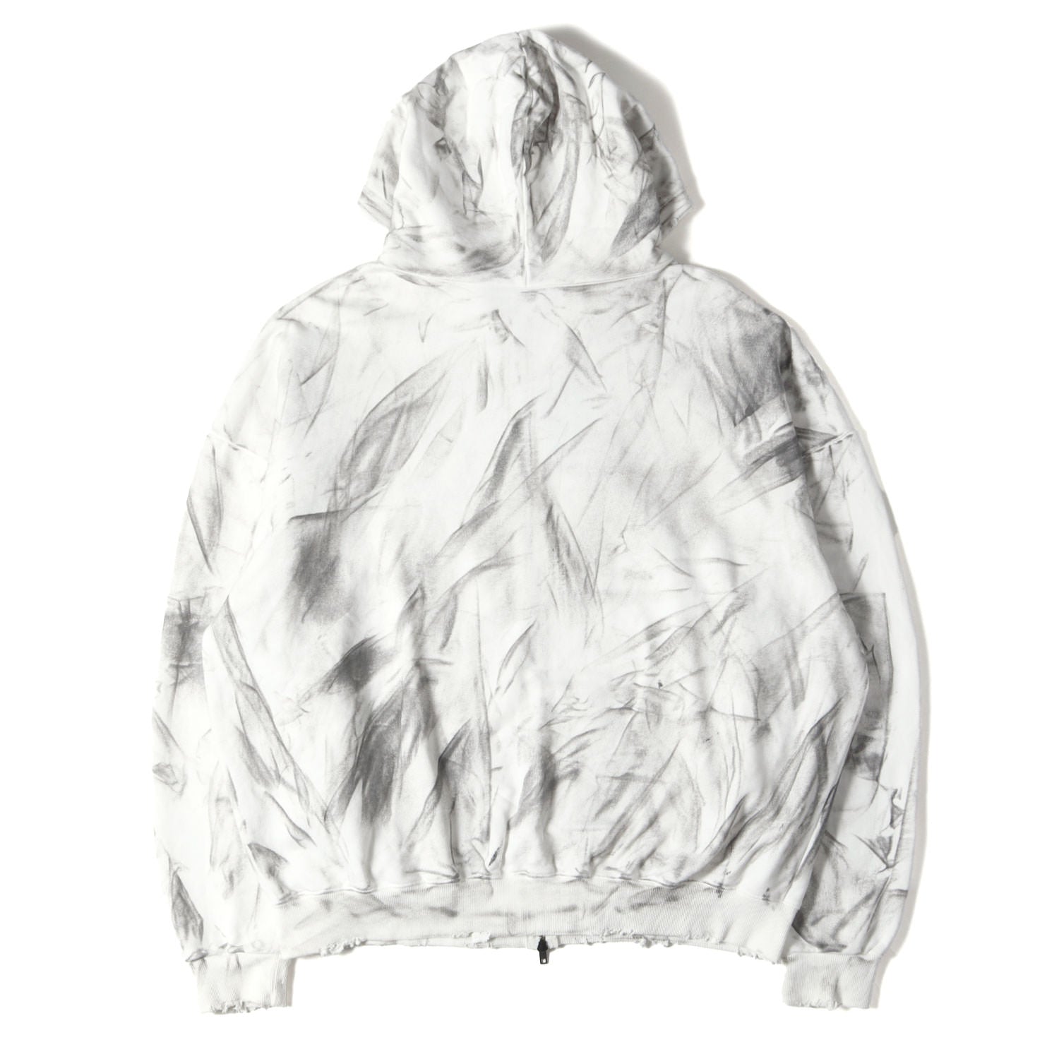 ダメージ加工 転写プリント オーバーサイズ ジップ スウェット