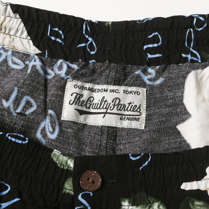 21SS ローズ柄 レーヨン ショート パンツ / アロハショーツ(HAWAIIAN SHORTS)
