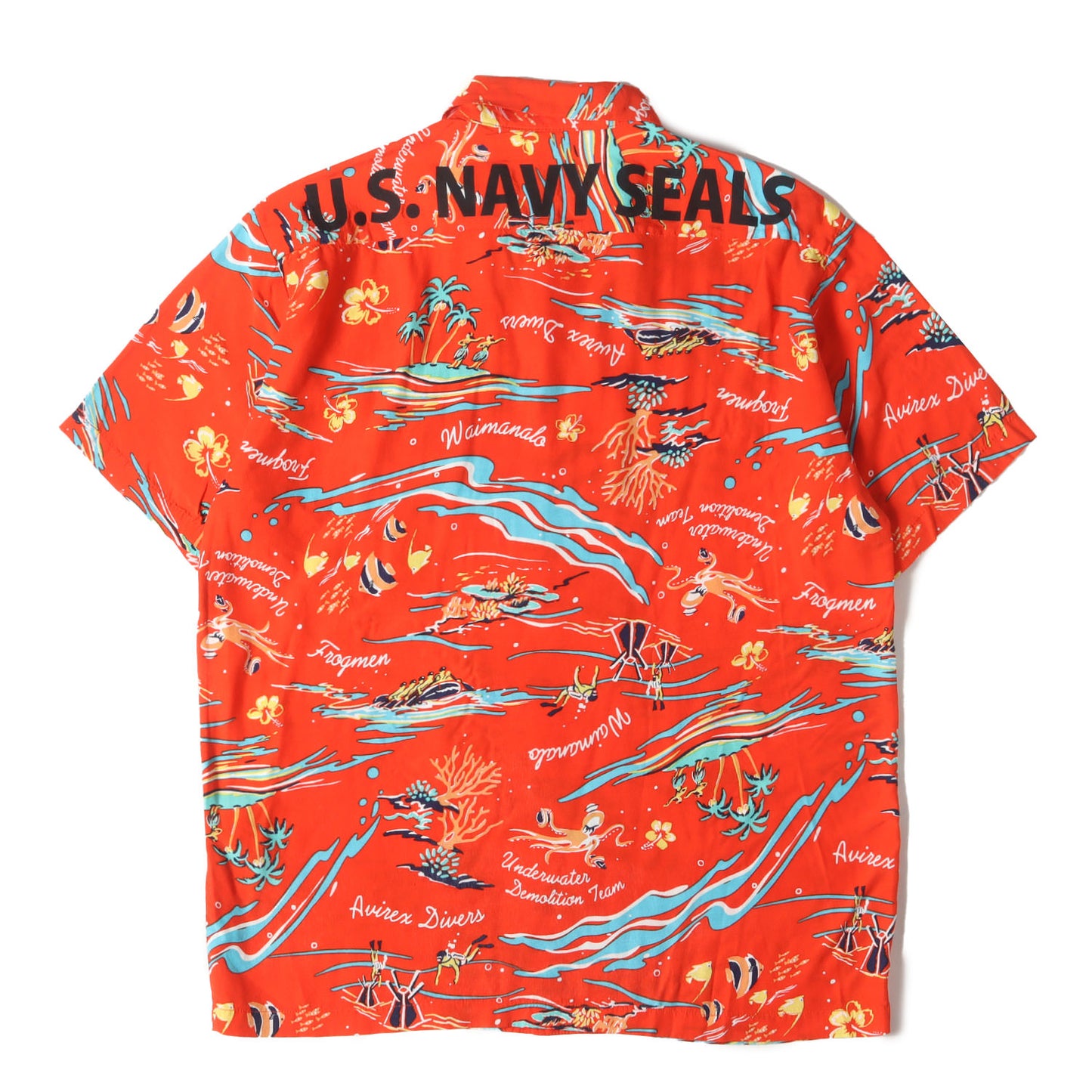 U.S. NAVY SEALS柄 レーヨン アロハシャツ