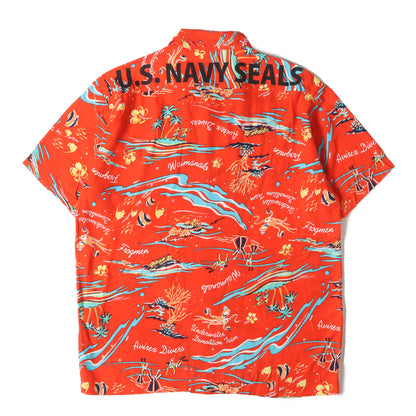 U.S. NAVY SEALS柄 レーヨン アロハシャツ