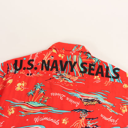 U.S. NAVY SEALS柄 レーヨン アロハシャツ