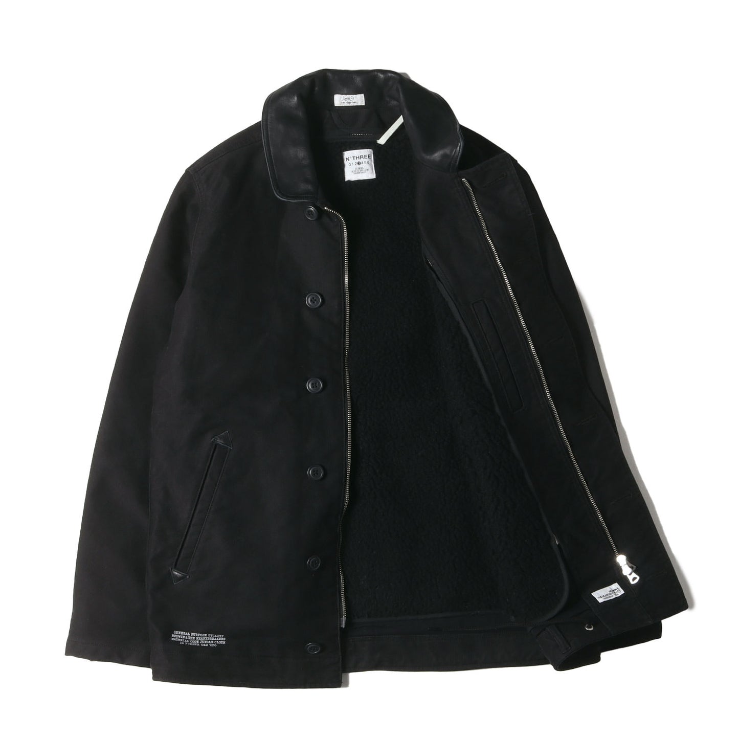 襟レザー ライナーボア付き N-1 デッキジャケット(N-1 DECK JKT ASYLUM)