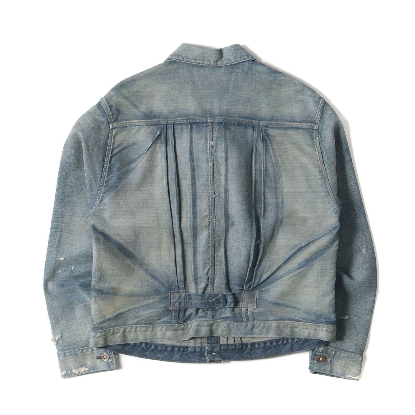 1880年復刻 ヴィンテージ加工 トリプルプリーツ デニムジャケット / ブラウス(1880's Triple Pleat Blouse / USA製)