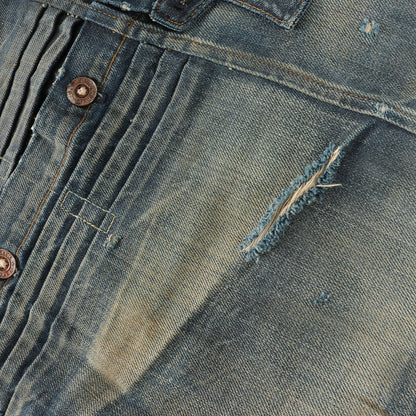 1880年復刻 ヴィンテージ加工 トリプルプリーツ デニムジャケット / ブラウス(1880's Triple Pleat Blouse / USA製)