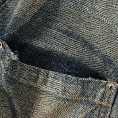 1880年復刻 ヴィンテージ加工 トリプルプリーツ デニムジャケット / ブラウス(1880's Triple Pleat Blouse / USA製)