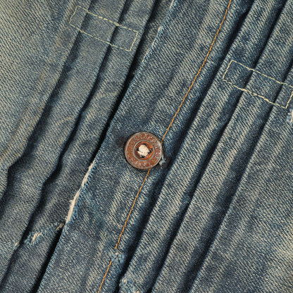 1880年復刻 ヴィンテージ加工 トリプルプリーツ デニムジャケット / ブラウス(1880's Triple Pleat Blouse / USA製)