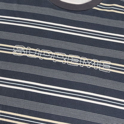 23SS ブランドロゴ刺繍 ボーダー Tシャツ(Dash Stripe S/S Top)