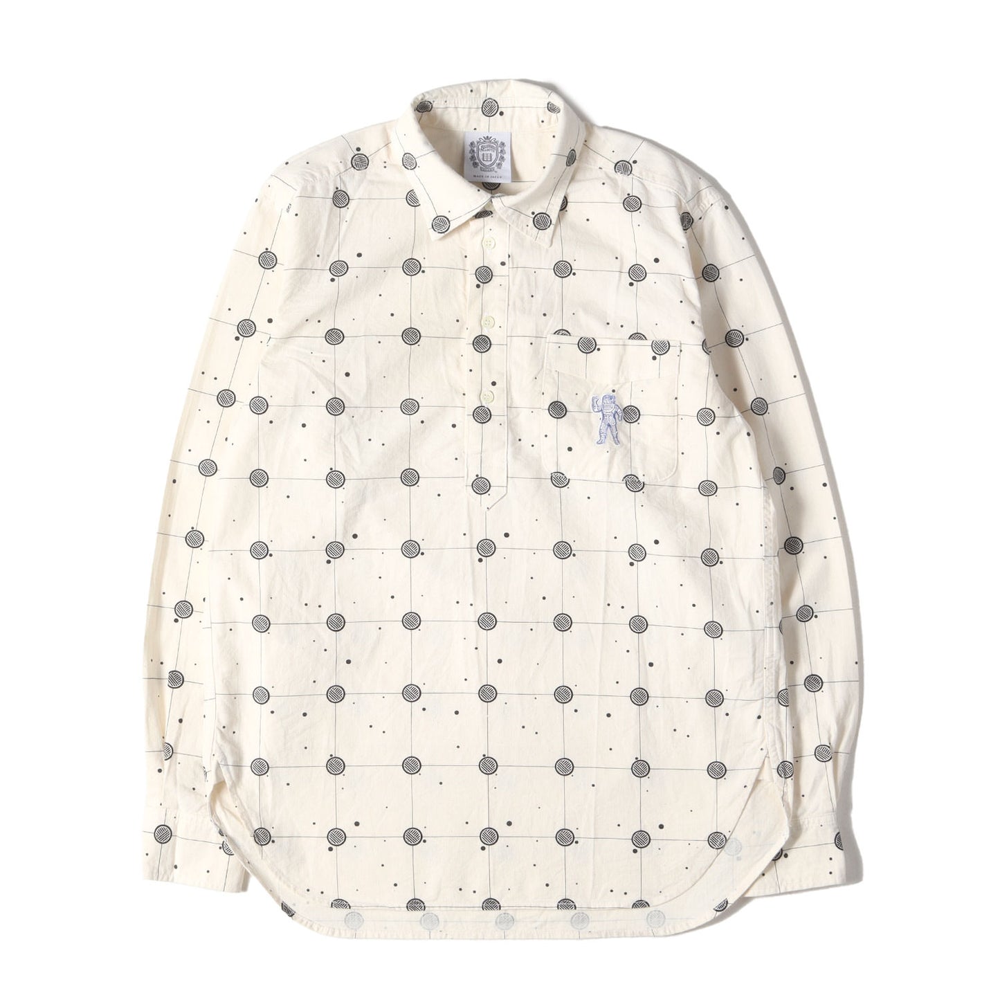 総柄 ハーフボタン プルオーバー シャツ