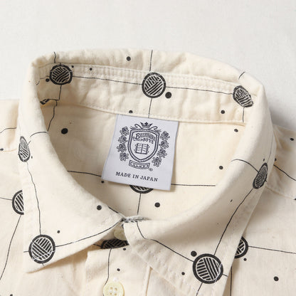 総柄 ハーフボタン プルオーバー シャツ