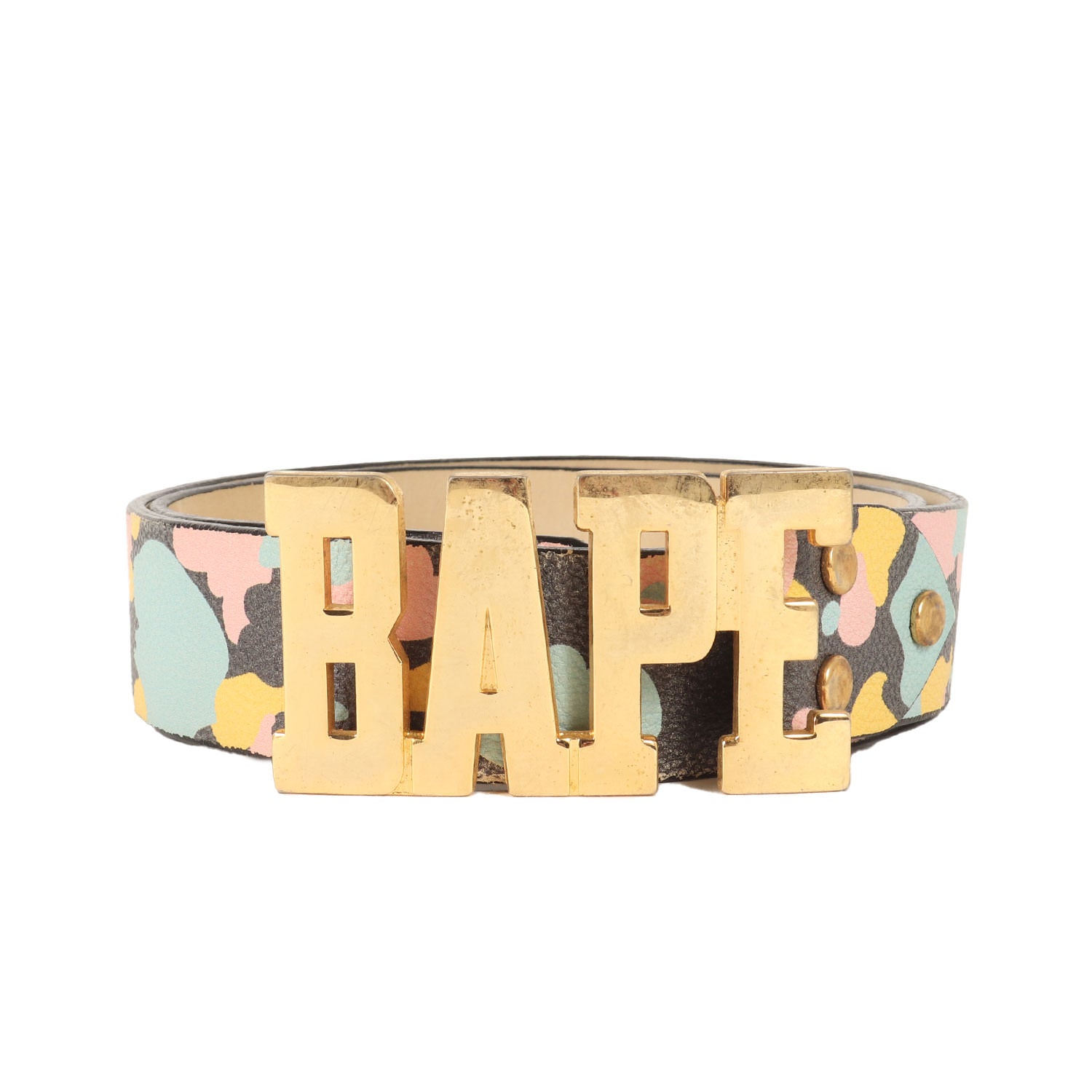 BAPE メタルバックル ブラックレザーベルト M 【公式通販】