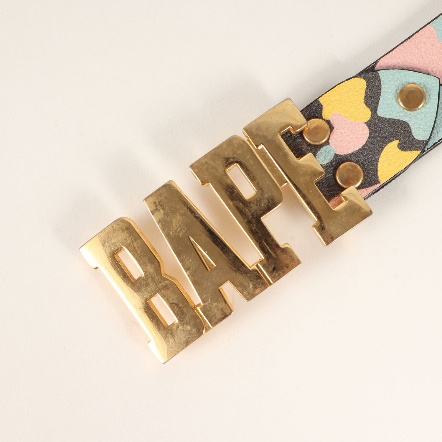 BAPE メタルバックル ブラックレザーベルト M 【公式通販】