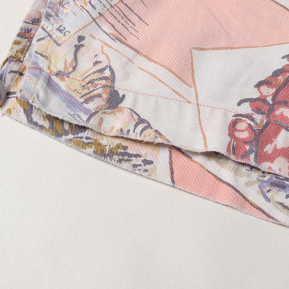 [ポニーなし] 90s 絵葉書柄 オープンカラー コットン 半袖シャツ