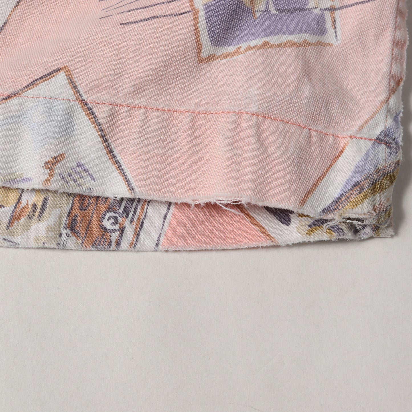 [ポニーなし] 90s 絵葉書柄 オープンカラー コットン 半袖シャツ