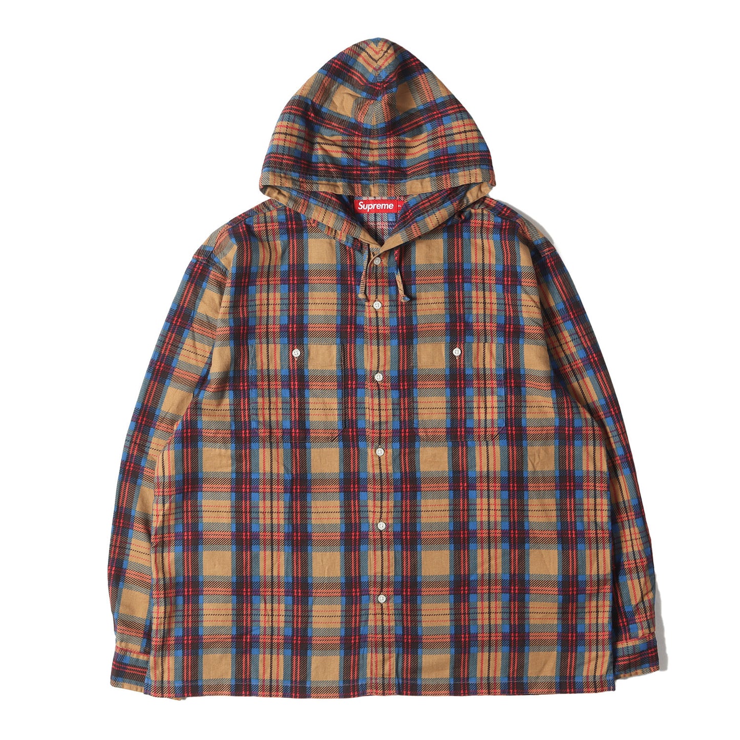 24SS フード付き プリントチェック フランネルシャツ(Printed Hooded Flannel Shirt)