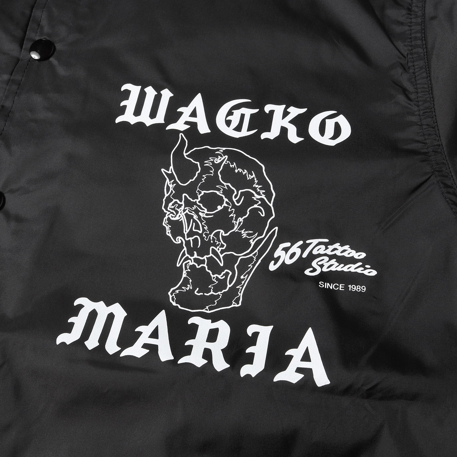 新品 24SS ワコマリア 56 タトゥー スカル コーチ ジャケット 黒 L WACKO MARIA (ワコマリア)】 56 TATOO STUDIO コーチジャケット