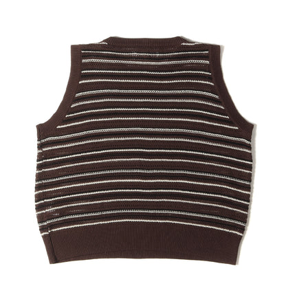 24SS オーバーサイズ ボーダー ニット ベスト(RESEARCHED KNIT VEST / CL MIX YARN BORDER)