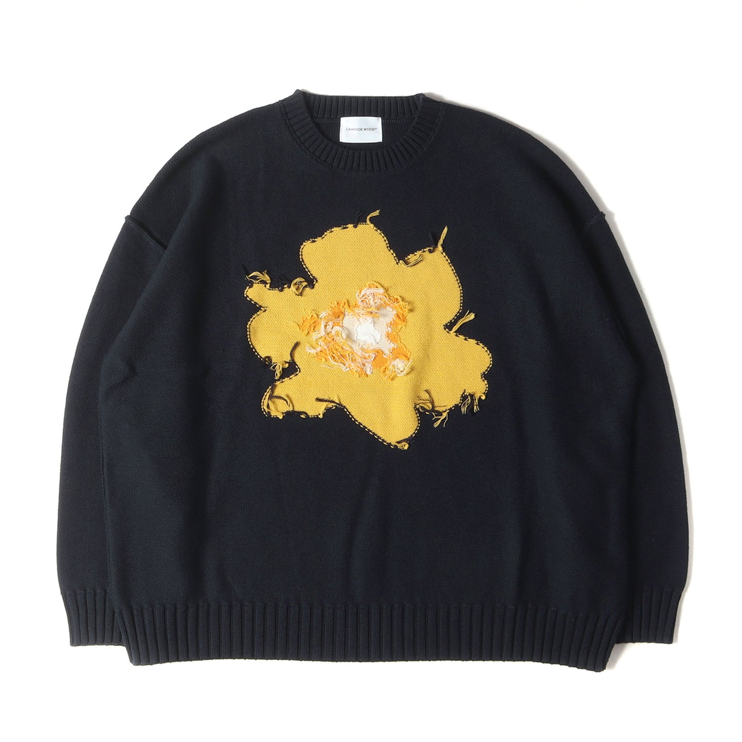 23AW フラワー デザイン コットンニット セーター(inside-out flower motif cotton sweater)