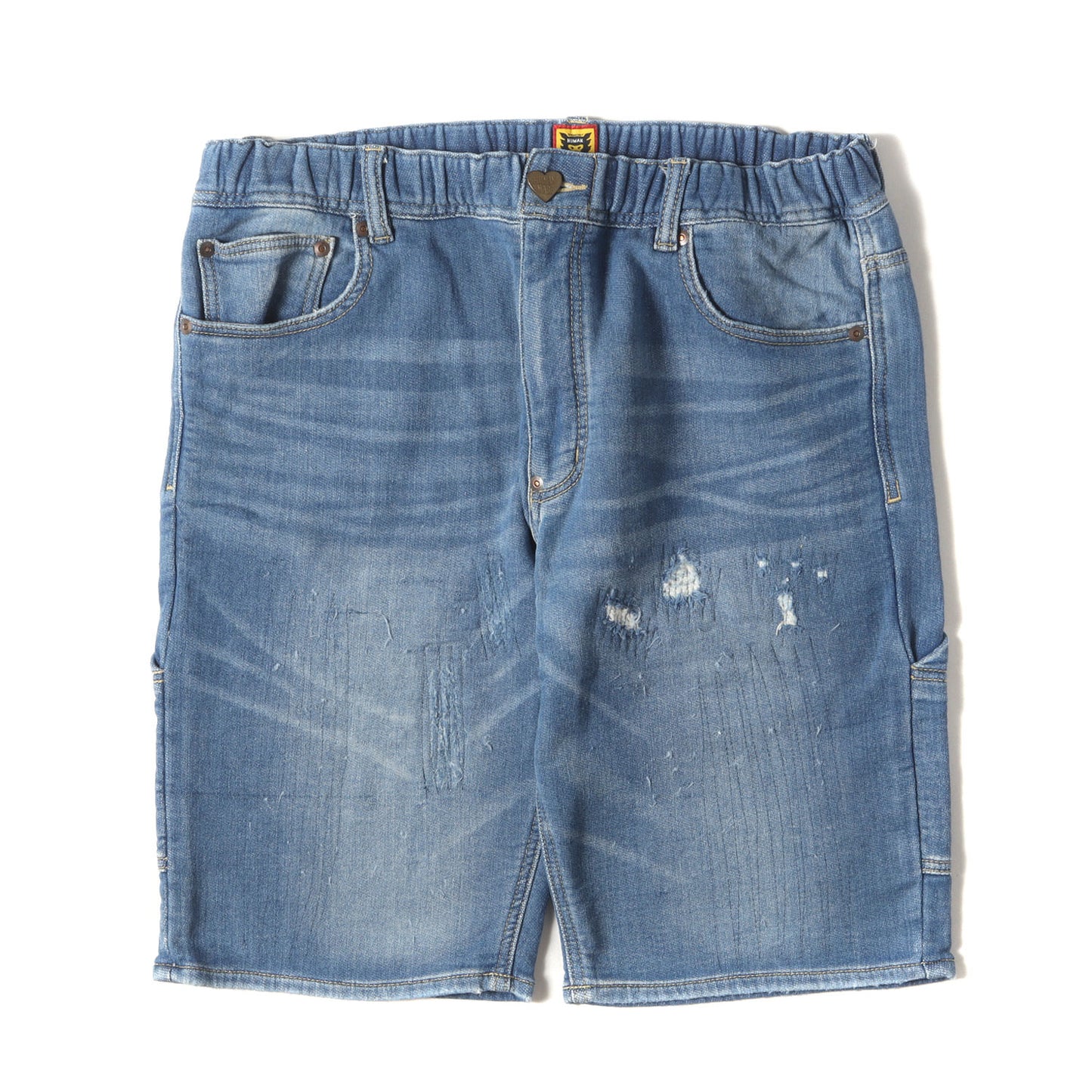 ダメージリペア加工 ペインター イージー デニム スウェットショーツ(RELAX DENIM SHORT)