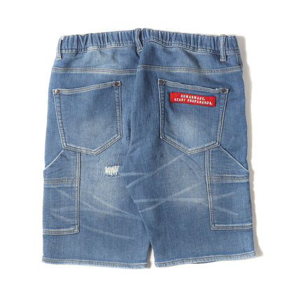 ダメージリペア加工 ペインター イージー デニム スウェットショーツ(RELAX DENIM SHORT)