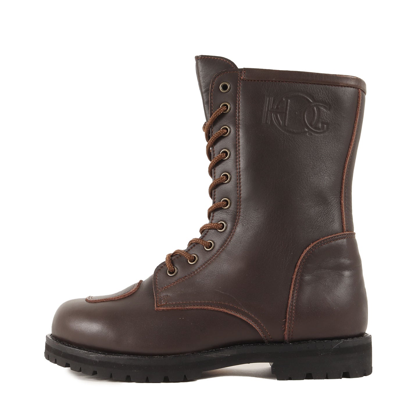 シフトパッチ付き バイカー レザー ロング ブーツ