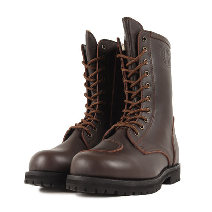 シフトパッチ付き バイカー レザー ロング ブーツ