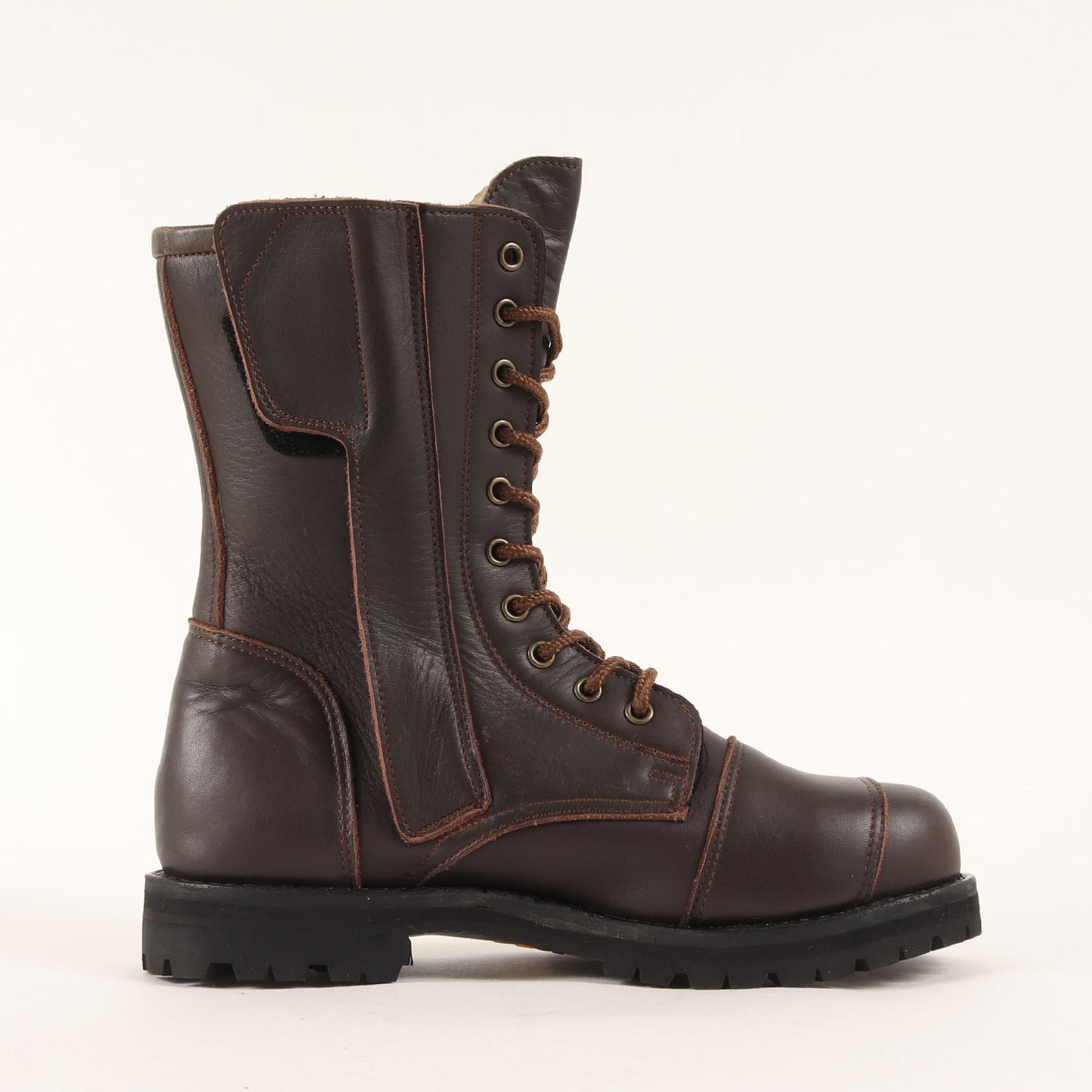 シフトパッチ付き バイカー レザー ロング ブーツ