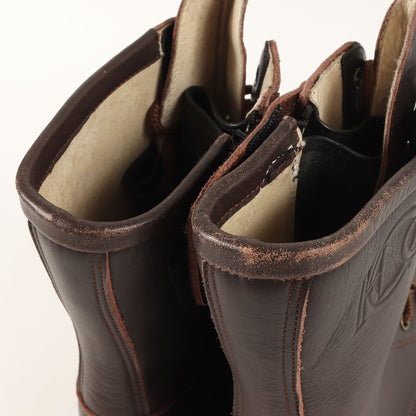 シフトパッチ付き バイカー レザー ロング ブーツ