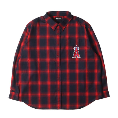 24SS ×MLB ×Los Angeles Angels オーバーサイズ オンブレチェック シャツ