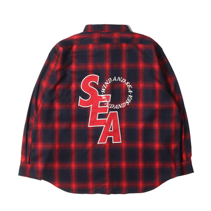 24SS ×MLB ×Los Angeles Angels オーバーサイズ オンブレチェック シャツ